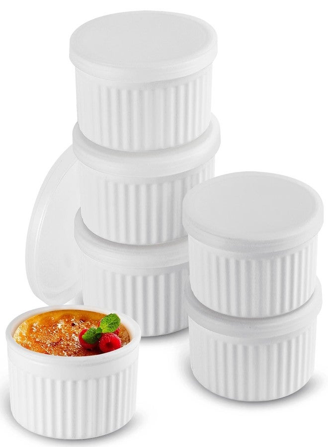 Koluti 6-Pack Nonstick Silicone 4oz Ramekins with Lids, Oven Safe Creme Brulee Baking Small Bowls, Souffle Ice Cream Pudding Dessert Dipping Sauce Cups, BPA Free, Microwave & Freezer & Dishwasher Safe - Image 1
